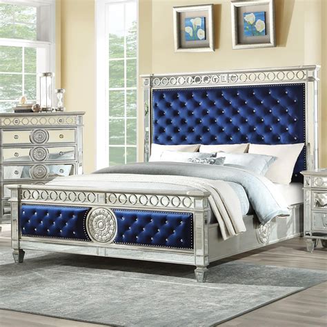 wayfair blue velvet king bed